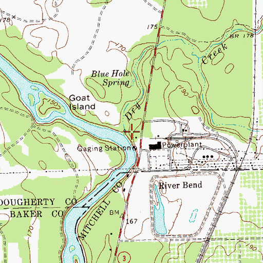 Topographic Map of Dry Creek, GA