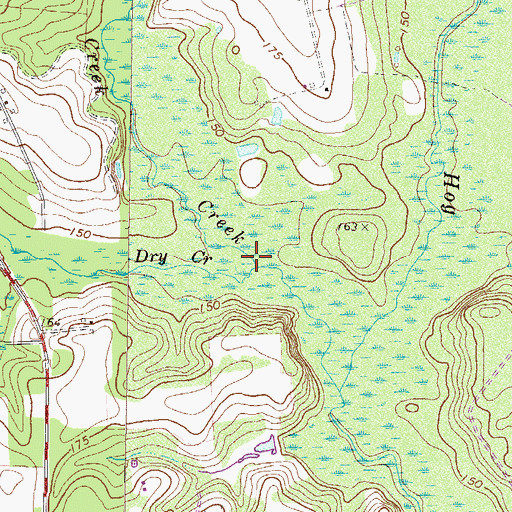 Topographic Map of Dry Creek, GA