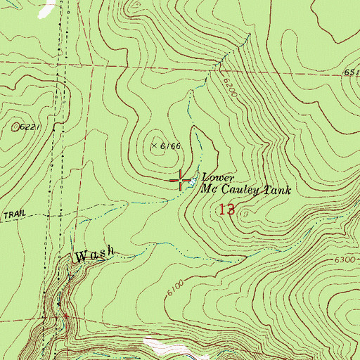 Topographic Map of Lower Mc Cauley Tank, AZ