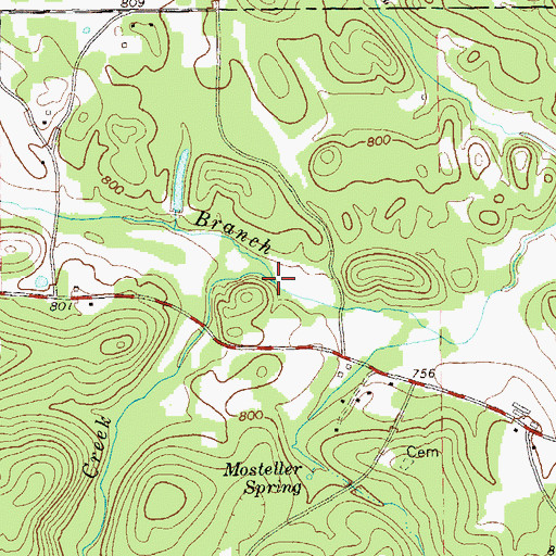 Topographic Map of Dry Creek, GA