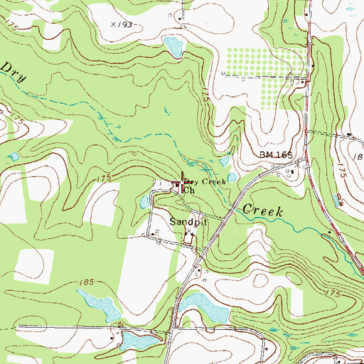 Topographic Map of Dry Creek Church, GA