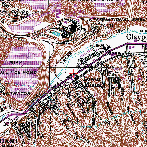Topographic Map of Lower Miami, AZ