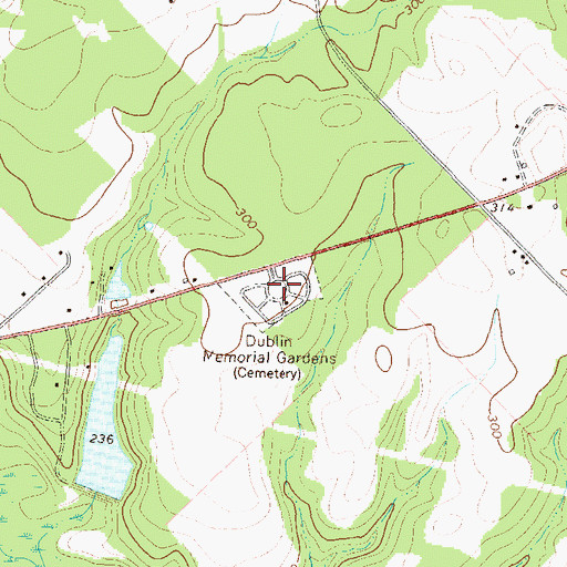 Topographic Map of Dublin Memorial Gardens, GA