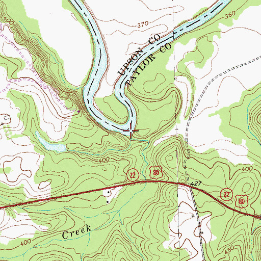 Topographic Map of Duck Creek, GA