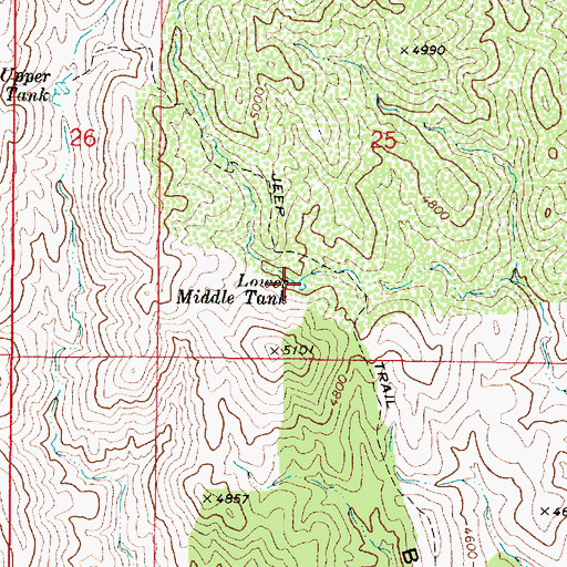 Topographic Map of Lower Middle Tank, AZ