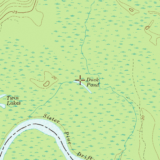 Topographic Map of Duck Pond, GA
