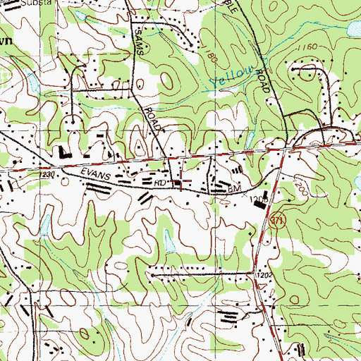 Topographic Map of Ducktown School, GA