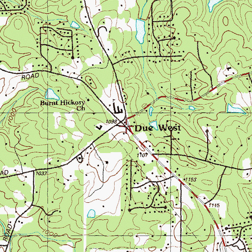 Topographic Map of Due West, GA