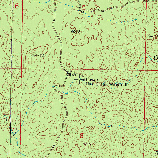 Topographic Map of Lower Oak Creek Windmill, AZ