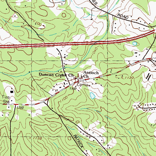 Topographic Map of Duncan Creek Church, GA