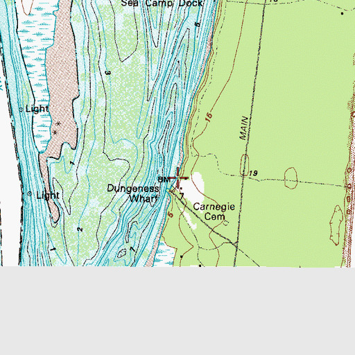 Topographic Map of Dungeness Wharf, GA