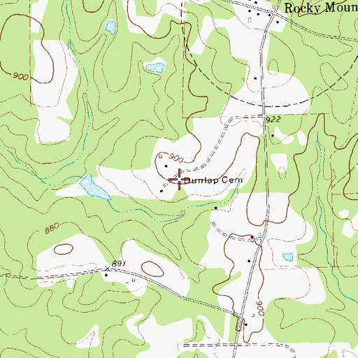 Topographic Map of Dunlap Cemetery, GA