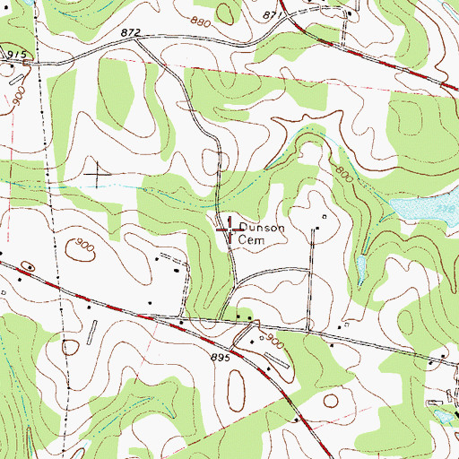 Topographic Map of Dunson Cemetery, GA
