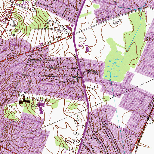 Topographic Map of Duval Cemetery, GA