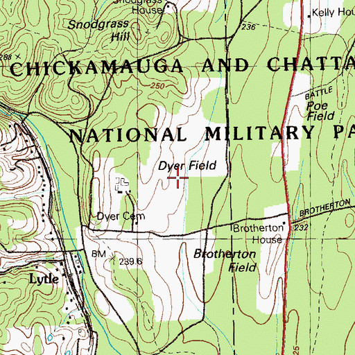 Topographic Map of Dyer Field, GA