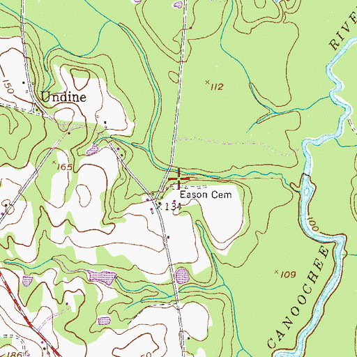 Topographic Map of Eason Cemetery, GA