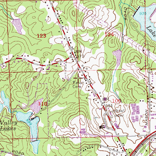 Topographic Map of Eason Cemetery, GA