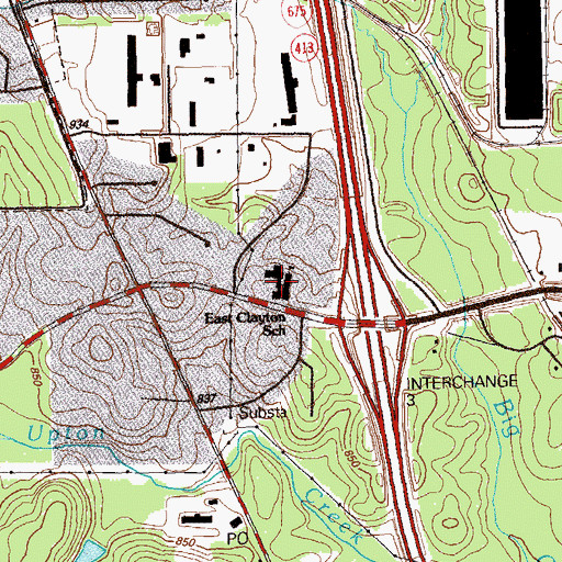 Topographic Map of East Clayton Elementary School, GA