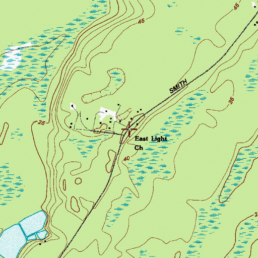 Topographic Map of East Light Church, GA