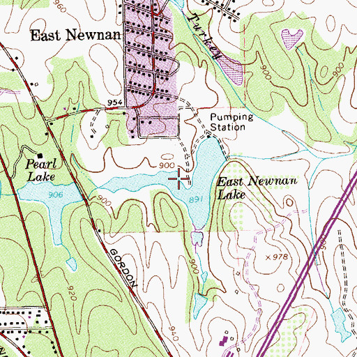 Topographic Map of East Newnan Lake, GA