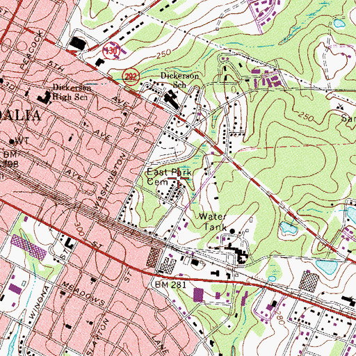 Topographic Map of East Park Cemetery, GA
