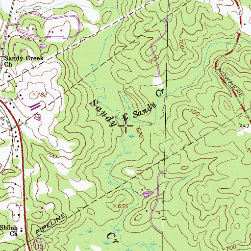 Topographic Map of East Sandy Creek, GA