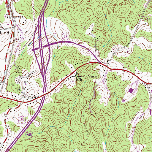 Topographic Map of East View Church, GA