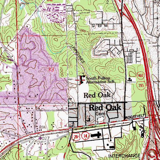 Topographic Map of Eastern School, GA