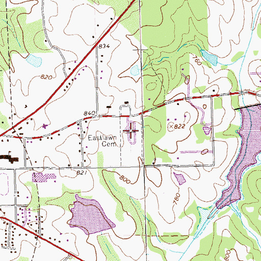 Topographic Map of Eastlawn Cemetery, GA