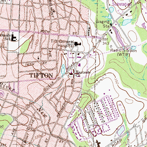Topographic Map of Eastside Church, GA