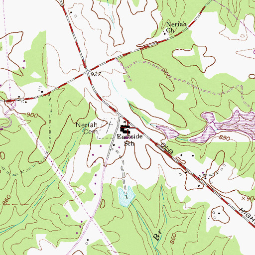 Topographic Map of Eastside Elementary School, GA