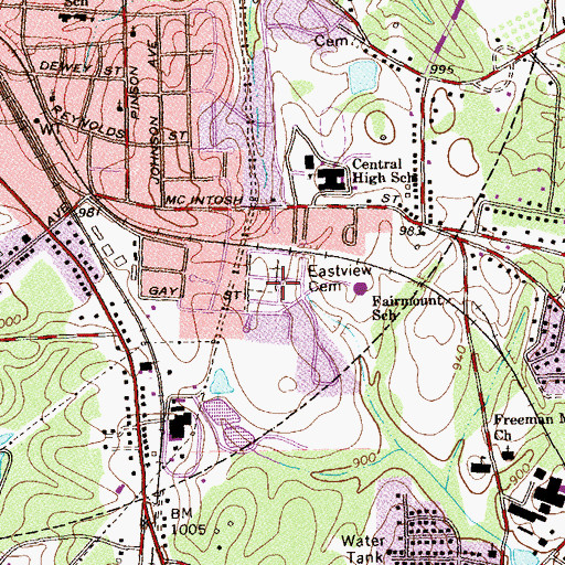Topographic Map of Eastview Cemetery, GA