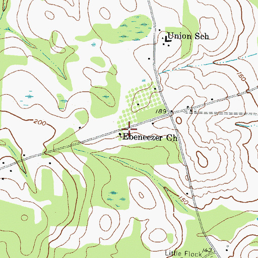 Topographic Map of Ebeneezer Church, GA