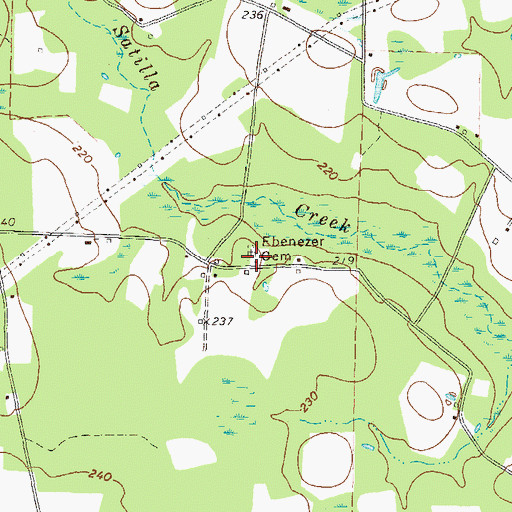 Topographic Map of Ebenezer Cemetery, GA
