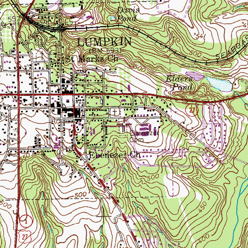 Topographic Map of Ebenezer Cemetery, GA