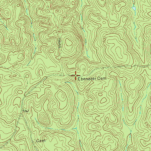 Topographic Map of Ebenezer Cemetery, GA