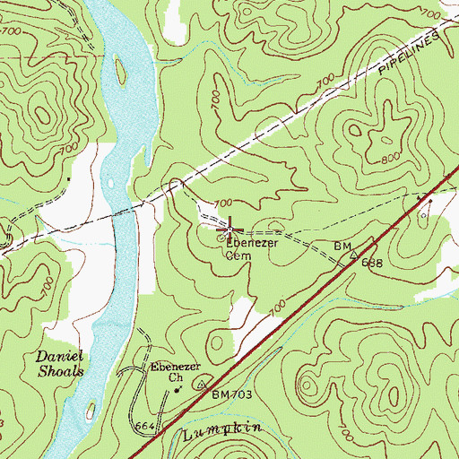 Topographic Map of Ebenezer Cemetery, GA