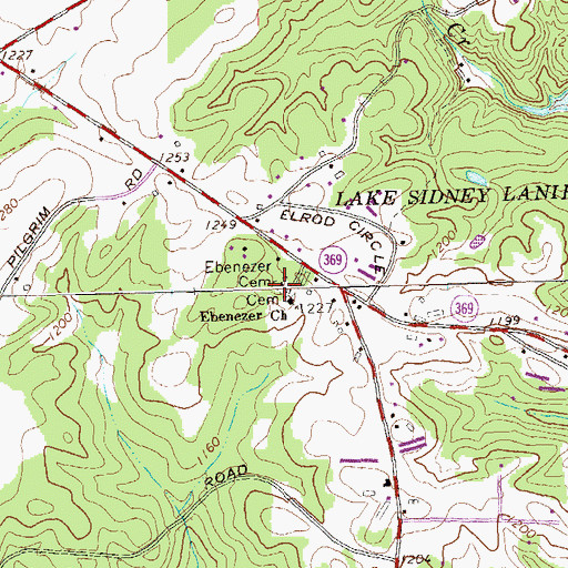 Topographic Map of Ebenezer Cemetery, GA
