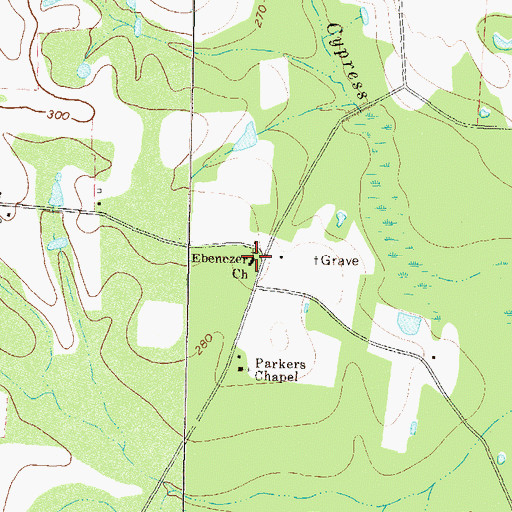 Topographic Map of Ebenezer Church, GA