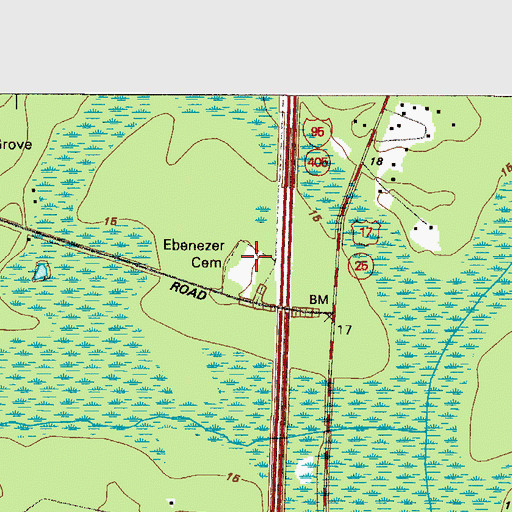 Topographic Map of Ebenezer Church, GA