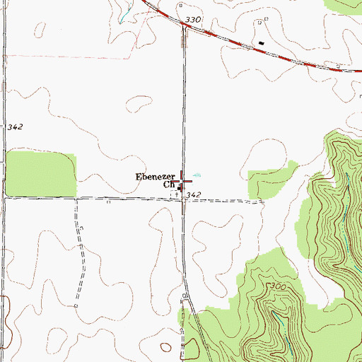 Topographic Map of Ebenezer Church, GA