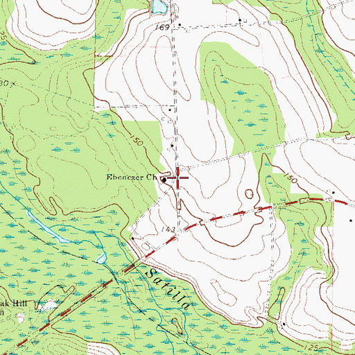 Topographic Map of Ebenezer Church, GA