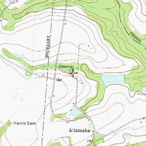 Topographic Map of Ebenezer Church, GA