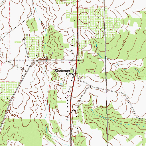 Topographic Map of Ebenezer Church, GA