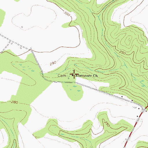 Topographic Map of Ebenezer Church, GA