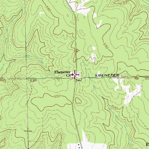Topographic Map of Ebenezer Church, GA