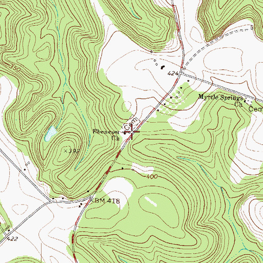 Topographic Map of Ebenezer Church, GA