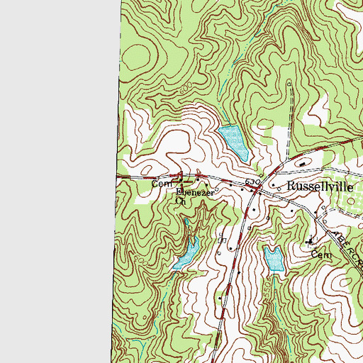 Topographic Map of Ebenezer Church, GA