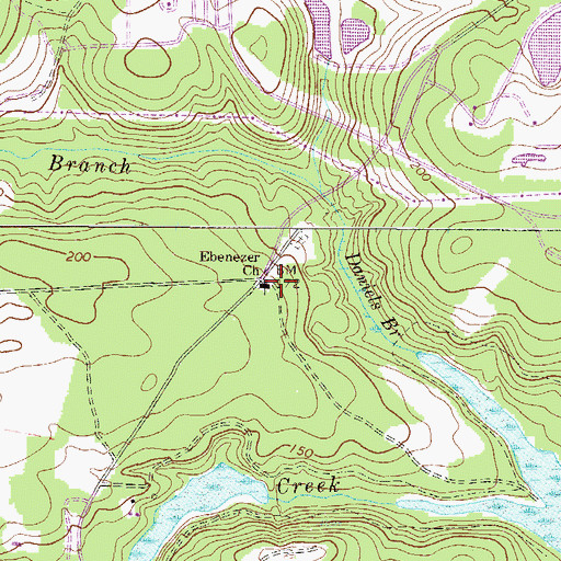 Topographic Map of Ebenezer Church, GA