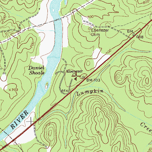 Topographic Map of Ebenezer Church, GA